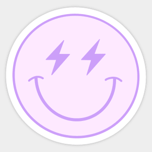 Purple lightning bolt smiley face Sticker